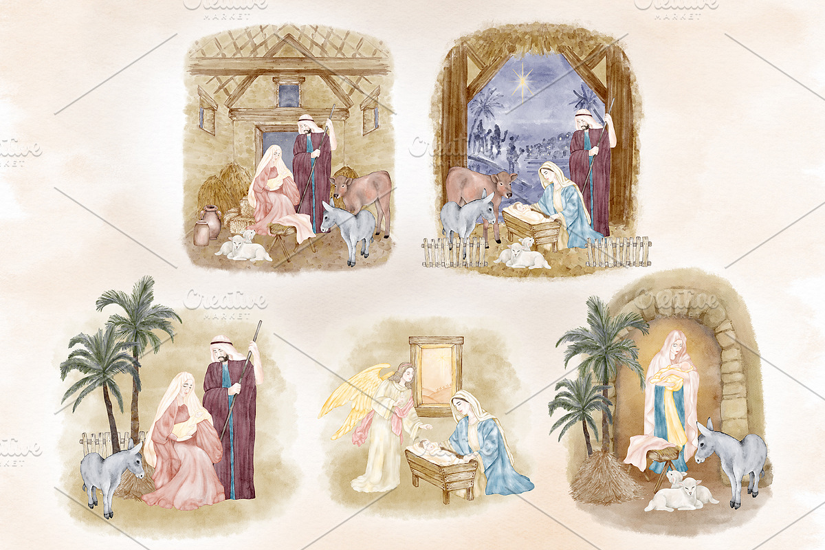 Christmas Holy Night Nativity Scene, an Illustration by PawGraphic (Photo 5 of 10)