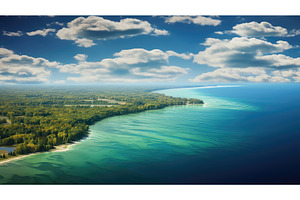 shoreline lake michigan map ai, a Nature Photo by pikepicture