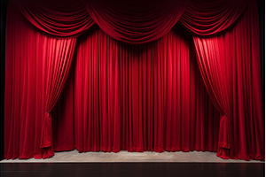 Red stage curtains. Generate Ai, an Abstract Photo by Ylivdesign