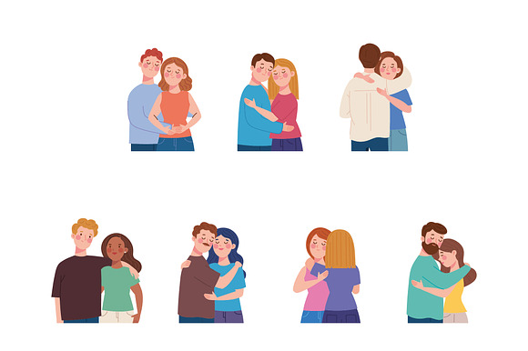 People Hugging Illustration Set preview 2