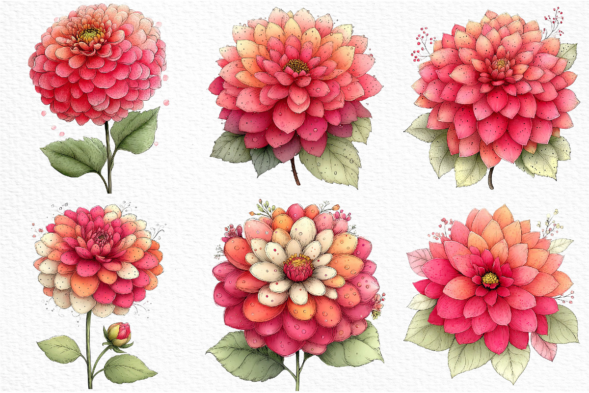 Whimsical Spring Dahlia Flower Png, an Illustration by Craft Nest (Photo 9 of 11)