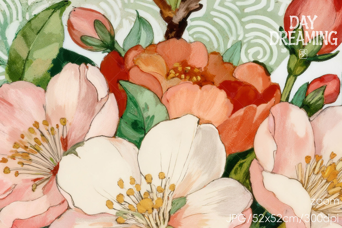 Classical Oriental Camellia, a Decorative Illustration by yahu88studio (Photo 3 of 3)