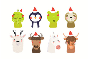 Cute animals Christmas set, an Animal Illustration by sceptical cactus