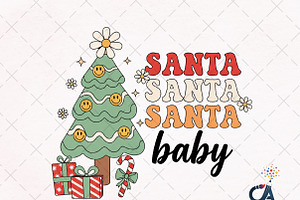 Santa Baby With Christmas Tree Png, an Illustration by Creative Art