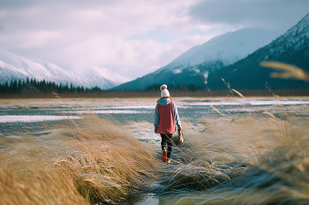 Person Walking in Alaskan Wilderness, a Sports & Recreation Photo by k.tay