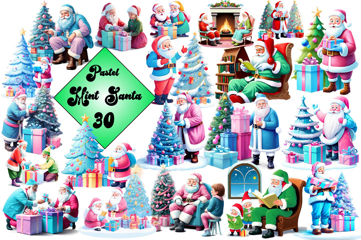 Pastel Mint Santa Clipart, an Arts & Entertainment Photo by Wow Magic (Photo 1 of 5)