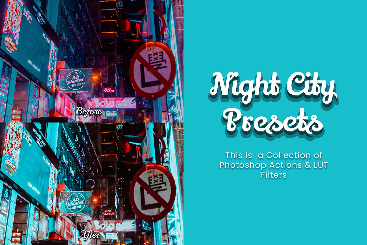 35 Night City Photoshop Action & LUT, an Action Add-On by 3Motional (Photo 4 of 10)