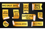 Golden sale stickers set, a Decorative Illustration by Yayasya (Thumbnail 1 of 3)