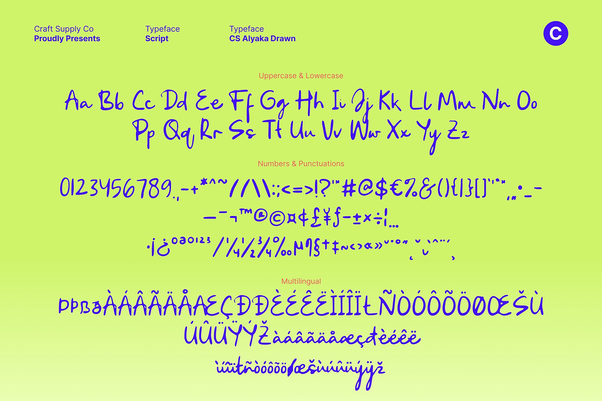 CS Alyaka Drawn, a Script Font by Craft Supply Co. (Photo 8 of 8)