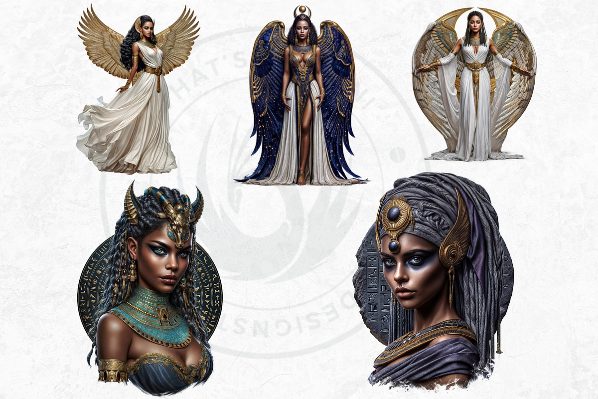 Isis Egyptian goddess clipart set, a Person Illustration by ThatsDesignArt (Photo 4 of 10)