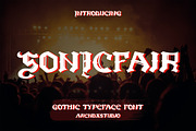 Sonicfair - Gothic Typeface Font, a Handwritten Font by Arendxstudio (Thumbnail 1 of 9)