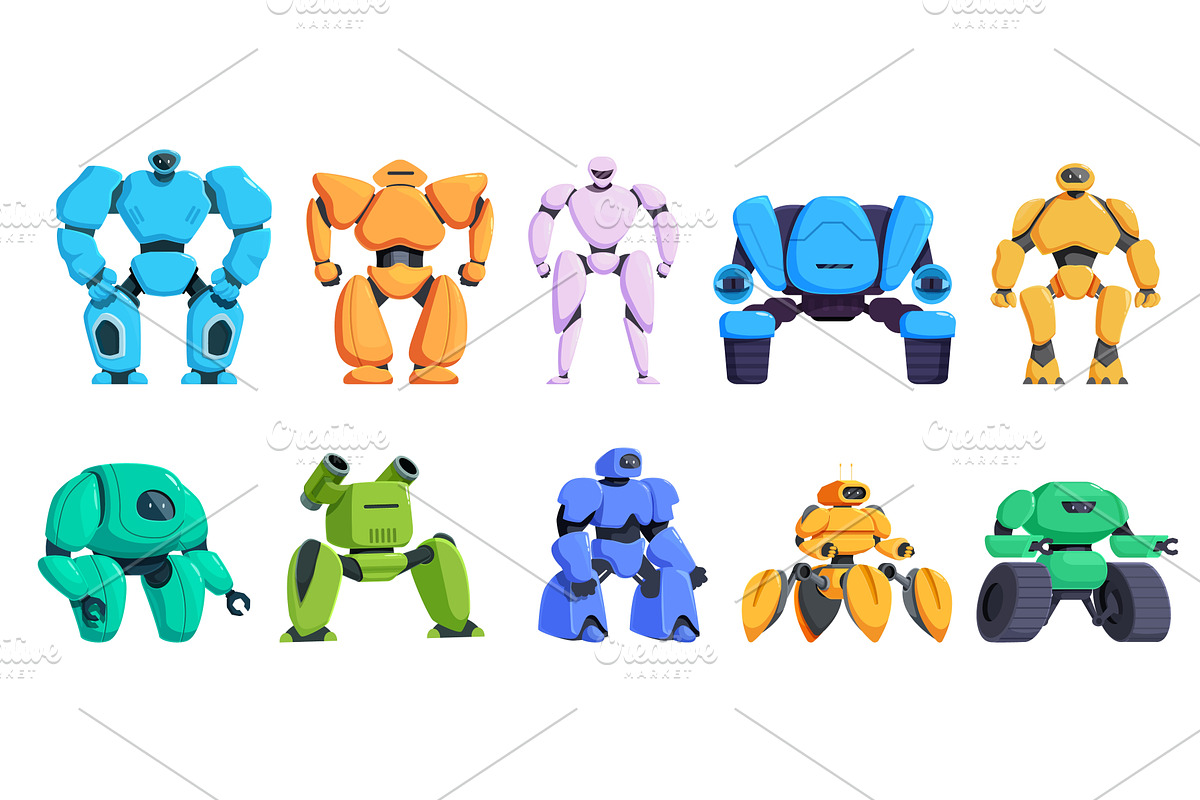 Cartoon cyborgs. Technology machines, a Technology Illustration by Valerie Bodnar
