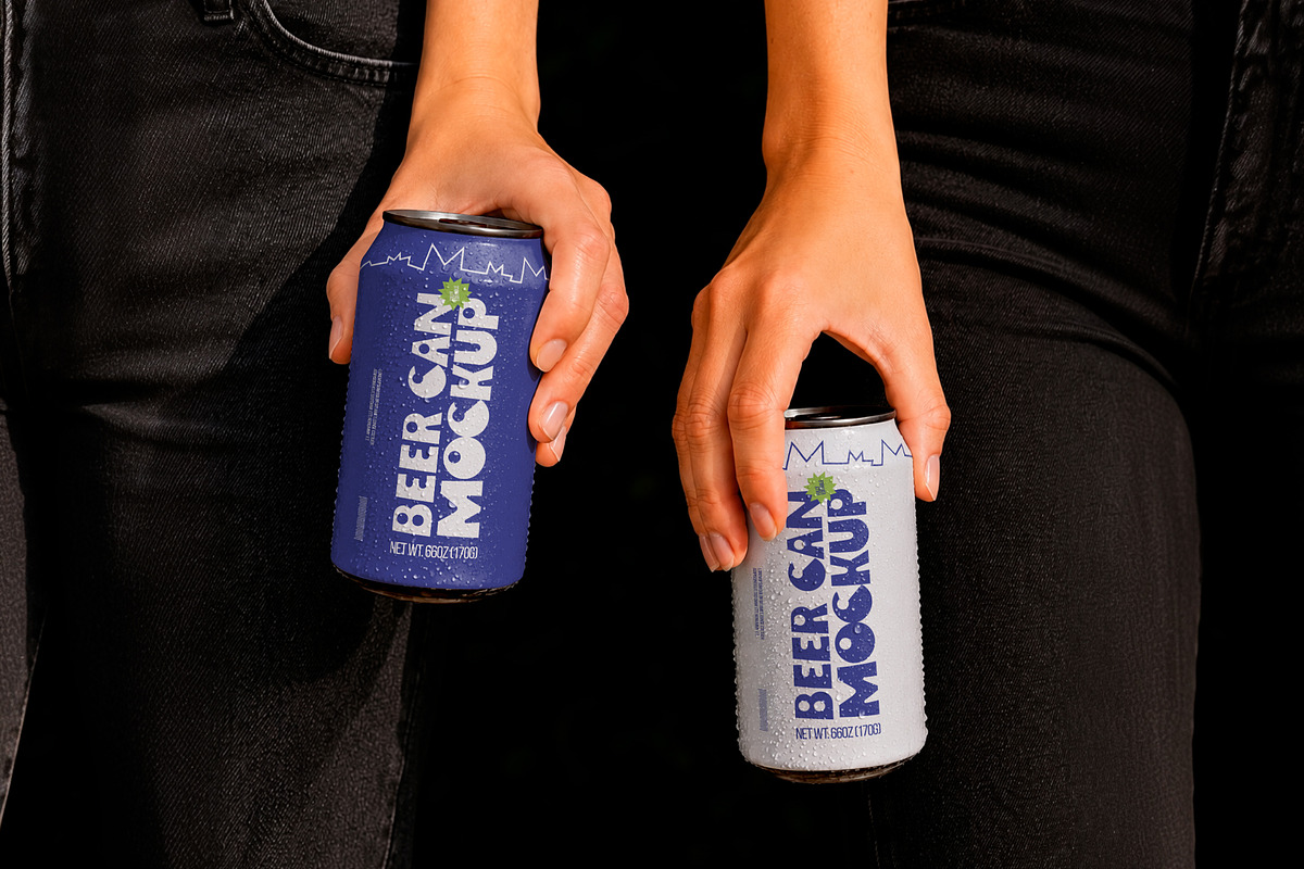 Two Hands Holding Beer Cans Mockup, a Cups & Container Mockup by The Rose Project (Photo 2 of 3)