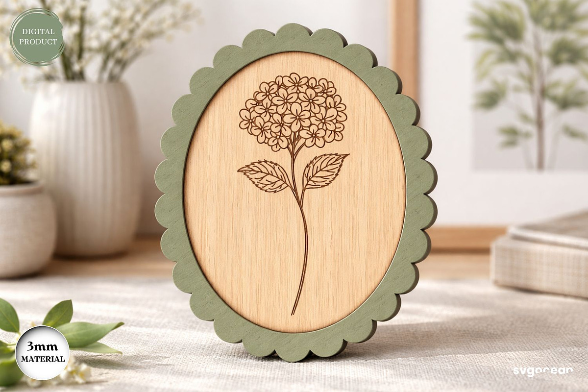 Scalloped Flower Frame SVG Bundle, a Decorative Illustration by svgocean (Photo 9 of 13)