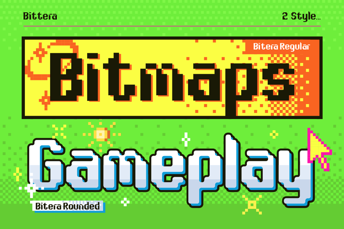 Bittera - Retro 8-bit Pixel, a Sans Serif Font by Artisan Themes (Photo 4 of 11)