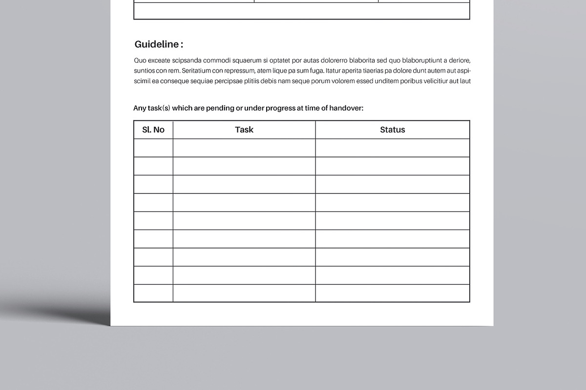 Work Handover Form Template, a Stationery Template by MightyDesign (Photo 3 of 8)