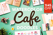 Watercolor Cafe Doodles, a Food Illustration by emine (Thumbnail 1 of 3)