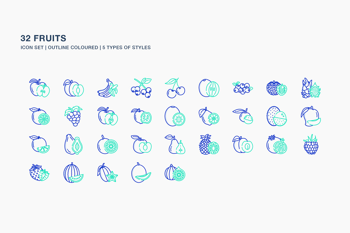 Fruits and slice icon set, an Icon by Icongeek26 (Photo 6 of 6)