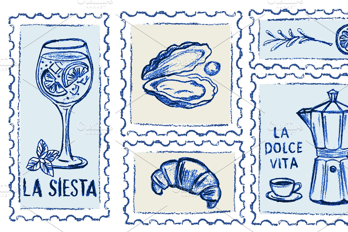 Hand drawn Amalfi coast postage, a Food Illustration by Zimages (Photo 3 of 3)