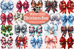 Christmas Bow Clipart Bundle., an Illustration by SVGArt