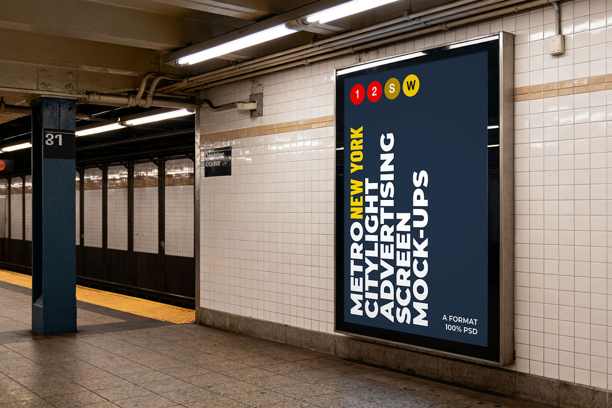 New York Metro Ad Screen Mock-Up 3, an Advertising Mockup by Graphic Shelter (Photo 2 of 8)