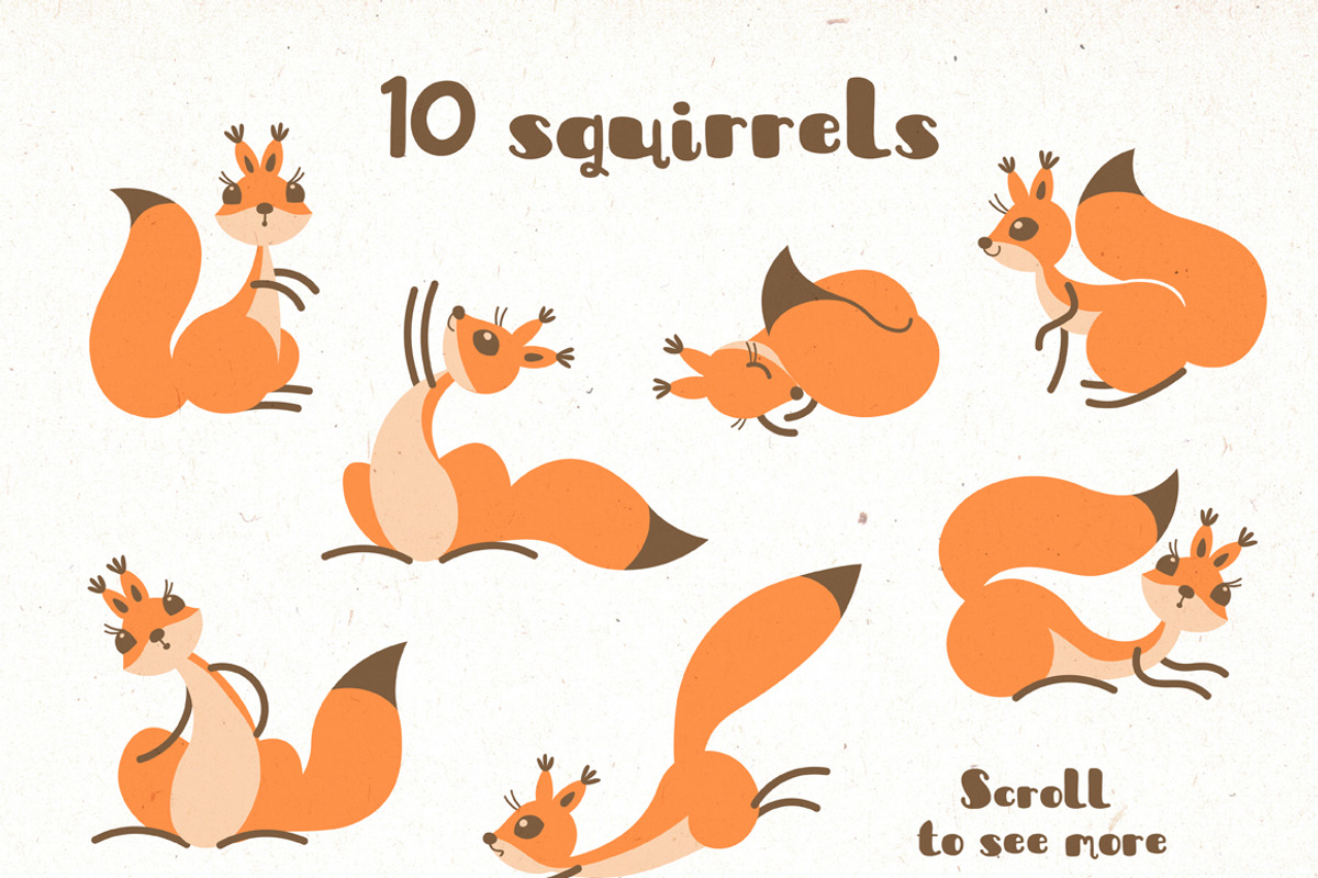 A Scurry of Squirrels - Design Kit, an Animal Illustration by Baksiabat (Photo 3 of 12)