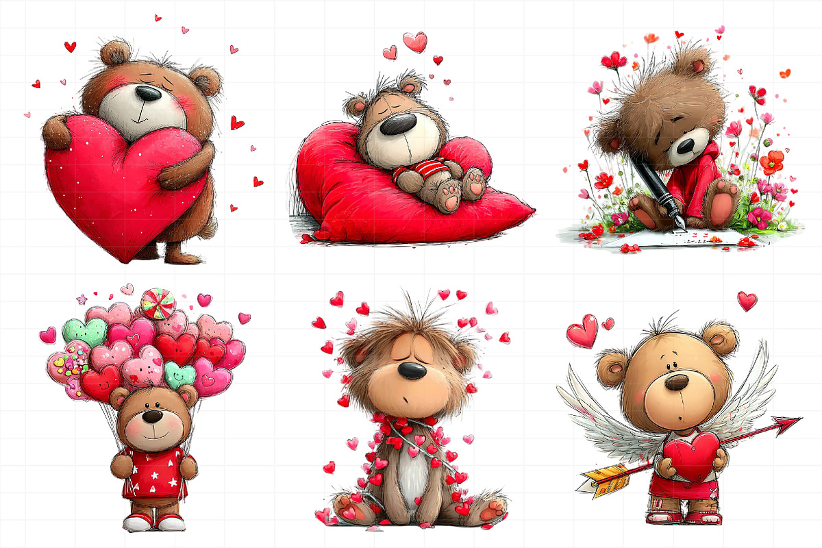 Valentines Teddy Bear Clipart, an Illustration by Daily.Designs (Photo 6 of 8)
