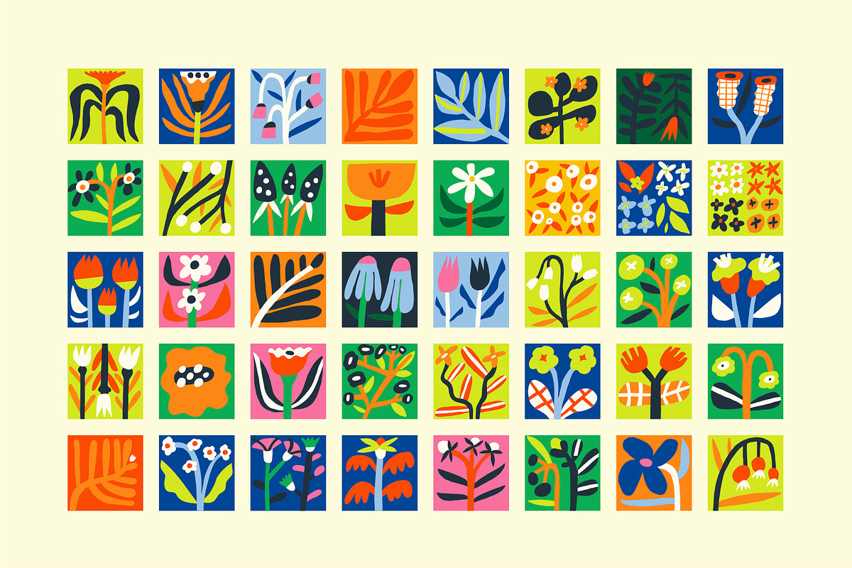 Bloom Blocks Naive Floral Clipart, a Decorative Illustration by Olia (Photo 5 of 25)