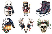 Watercolor Gothic Christmas Clipart, a Seasonal Illustration by CitraGraphics (Thumbnail 3 of 7)