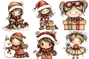 Whimsical Christmas Girl Clipart, an Illustration by DreamArtGraphic (Thumbnail 4 of 4)