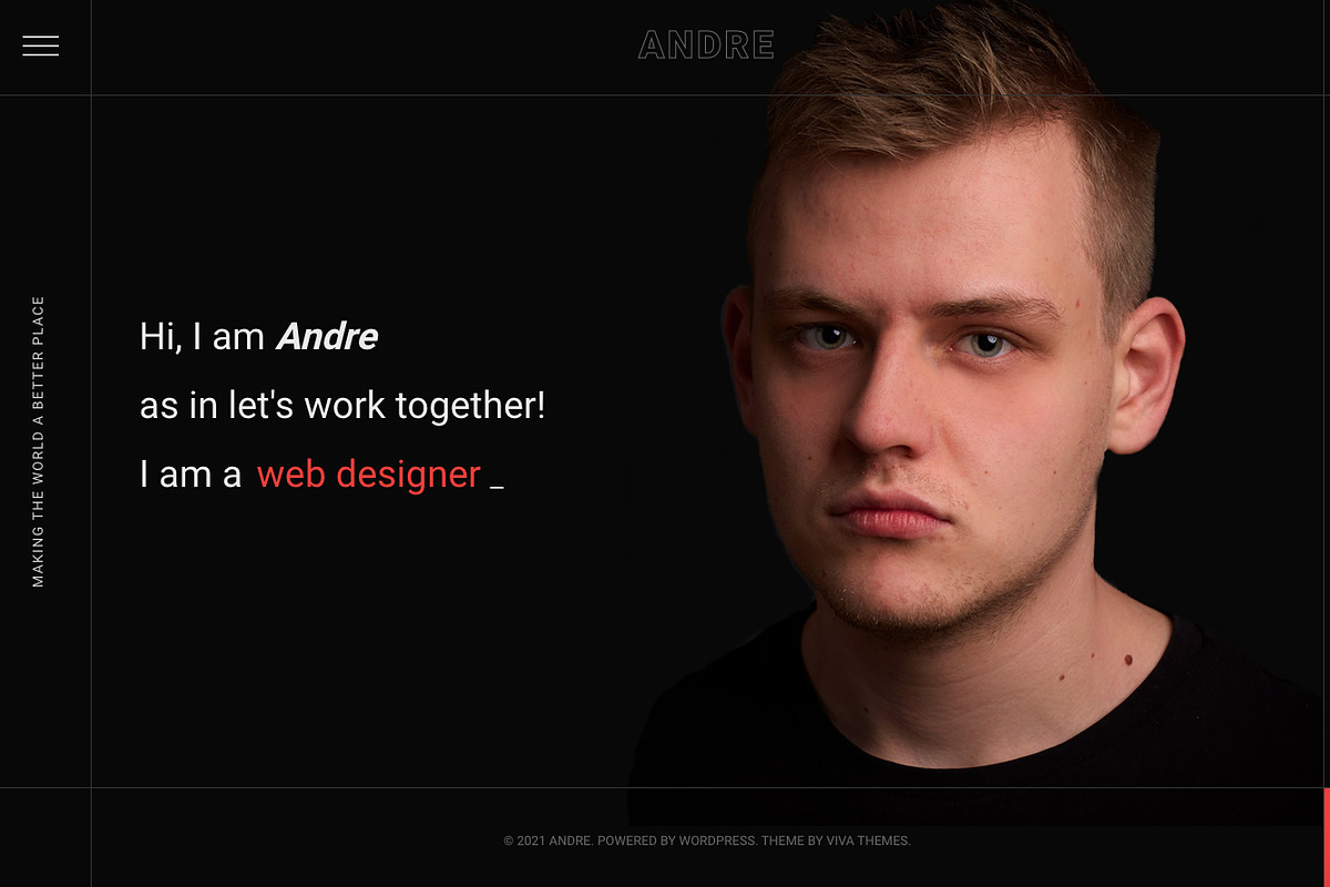 Andre - Modern portfolio WP theme, a WordPress Template by Viva Themes (Photo 1 of 2)