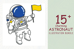 Charming Astronaut Illustration Set, a Technology Illustration by Sofia's Fashion