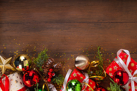 Christmas and New Year gift boxes background, a Holiday Photo by Rimma