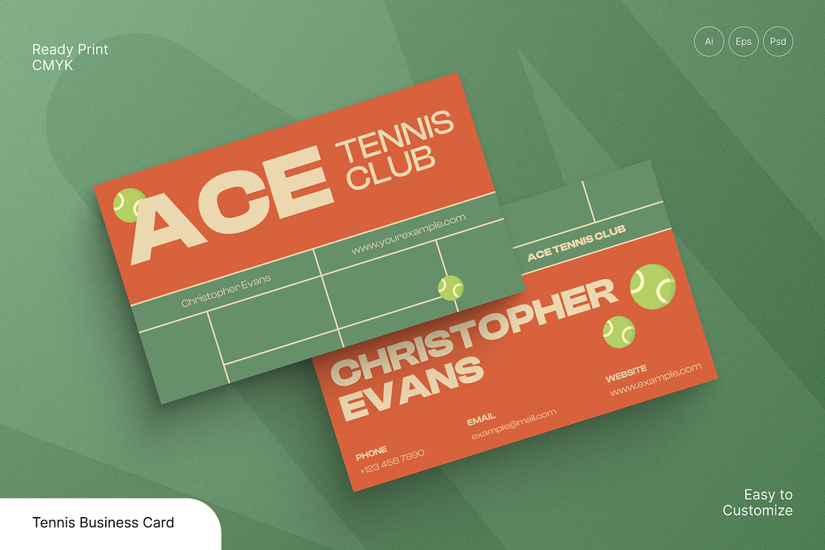 Modern Tennis Business Card, a Business Card Template by Annora Studio (Photo 1 of 6)