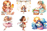 Whimsical Summer Girl Clipart, an Illustration by Pixels.Craft (Thumbnail 2 of 9)