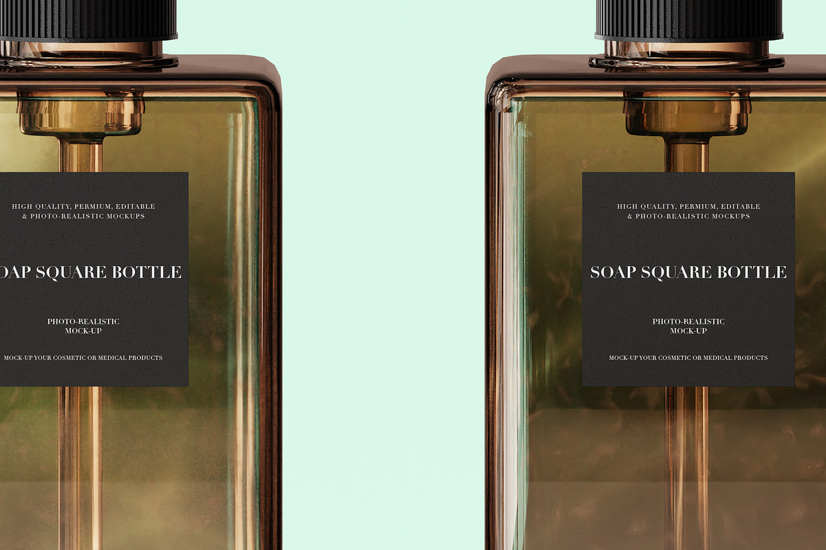 Amber  Glass Soap Pump Bottle Mockup, a Packaging Mockup by Zumrod (Photo 7 of 10)