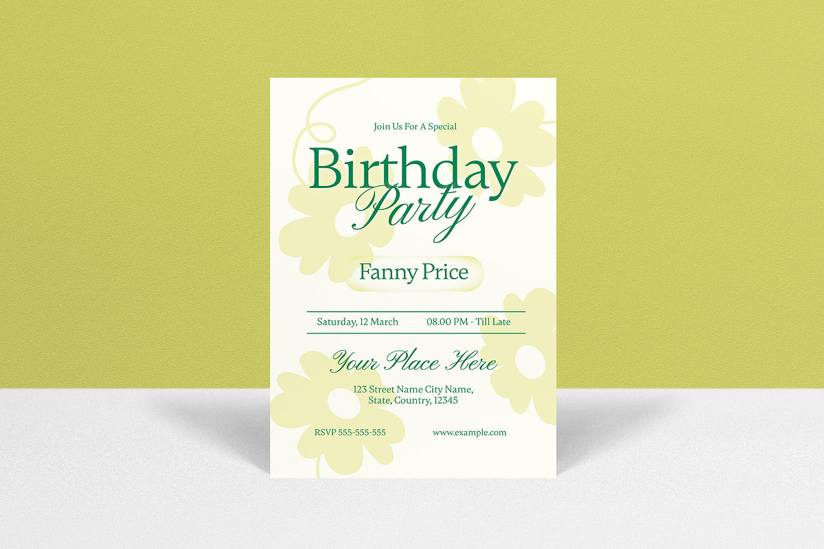 Floral Birthday Invitation, an Invitation Template by graphicook (Photo 1 of 3)