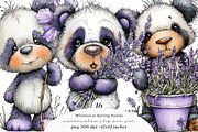 Whimsical spring panda clipart, an Illustration by SinaCreation (Thumbnail 1 of 11)