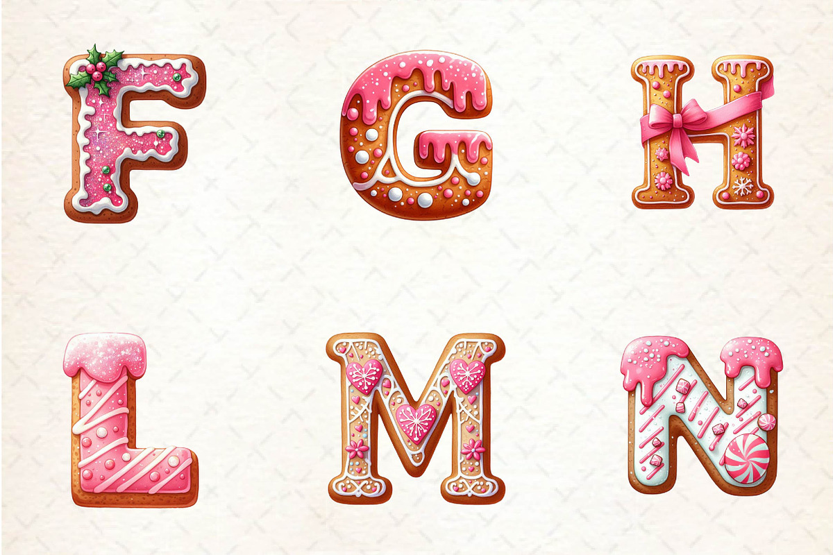Pink Christmas Gingerbread Alphabet, an Illustration by CreationArt (Photo 5 of 7)