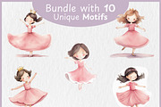 Little Pink Princess Watercolor Art, a Decorative Illustration by Digital Dreamscaping (Thumbnail 2 of 9)