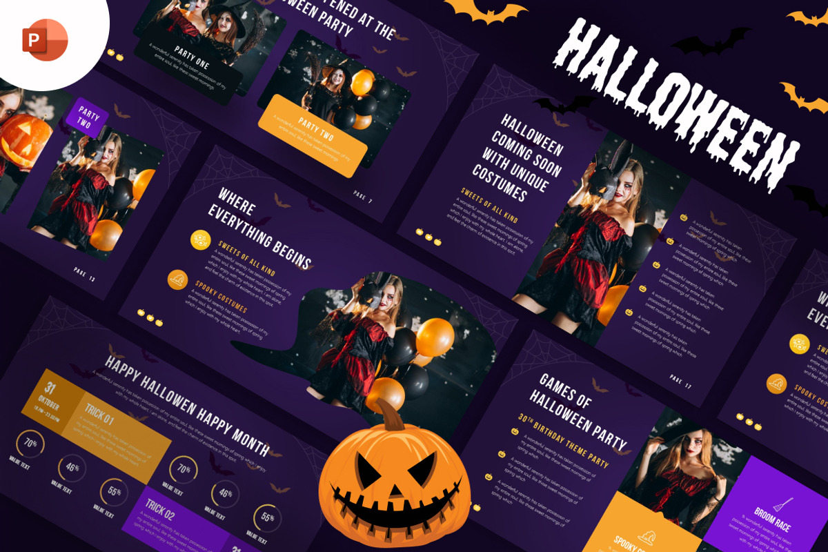Halloween Party Powerpoint Template, a Presentation Template by Brandearth RRGraph (Photo 1 of 8)