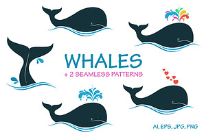 Whales vector set