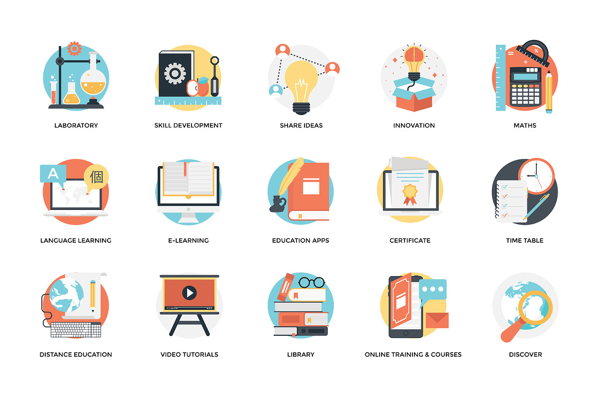 175 Flat Education Icons, a Duotone Icon by Prosymbols (Photo 10 of 10)