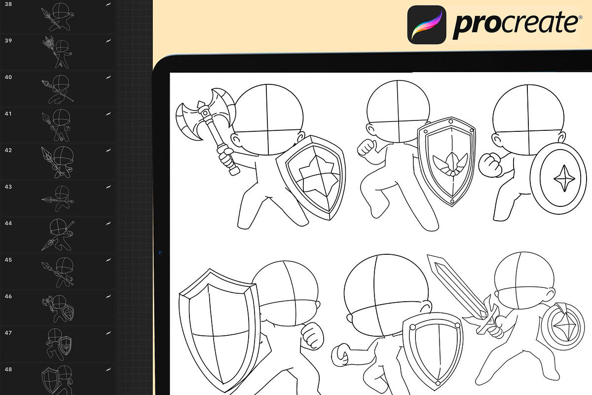50 Chibi Procreate fighting Stamps, a Brush Add-On by DrawingStoryShop (Photo 2 of 6)