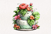 Tropical Lush Green Birthday Clipart, an Illustration by CreationArt (Thumbnail 10 of 10)