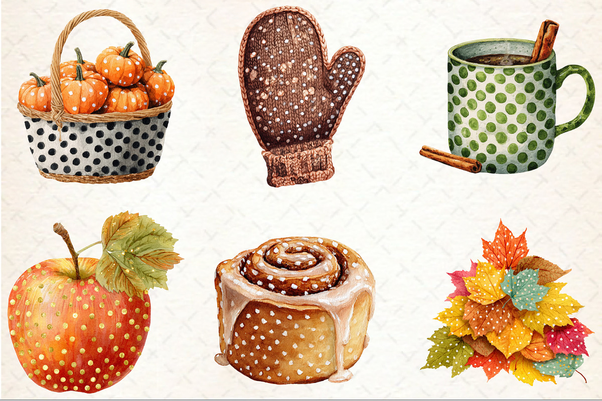 Polka Dots Fall Autumn Clipart, an Illustration by Rose Art (Photo 3 of 7)