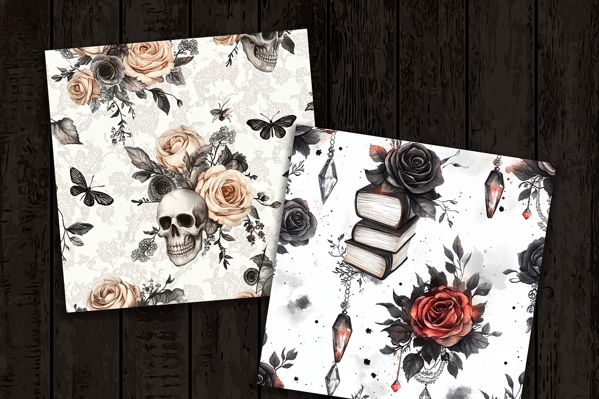 Watercolor Gothic Digital Paper, a Pattern Graphic by Design Scotch (Photo 7 of 8)