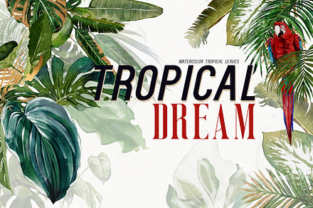 Watercolor Tropical Leaves