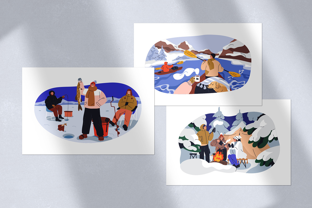 People doing winter sport activities, a Seasonal Illustration by Good Studio (Photo 11 of 11)