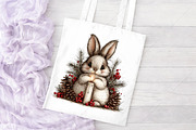 Whimsical Christmas Bunny Clipart, a Seasonal Illustration by Canvas Craft (Thumbnail 8 of 10)